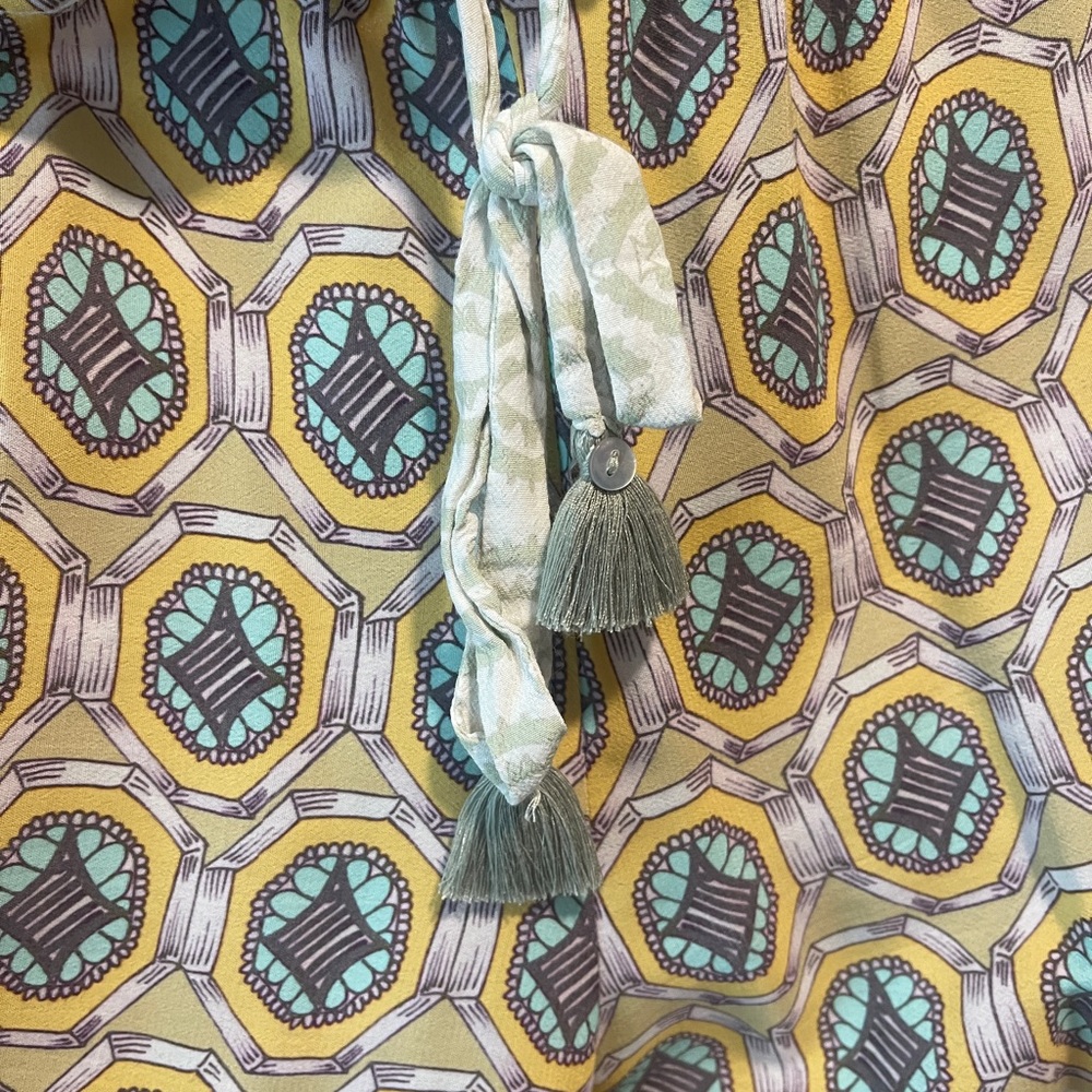 JOHNNY WAS YELLOW PRINT WIDE LEG PANTS